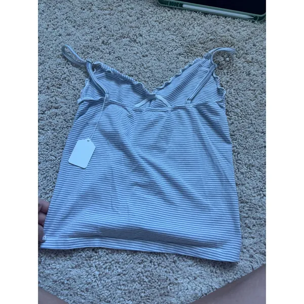 Brandy Melville Striped Cami Top Blue White Scallop Bow Coquette Y2K Tank - Image 5