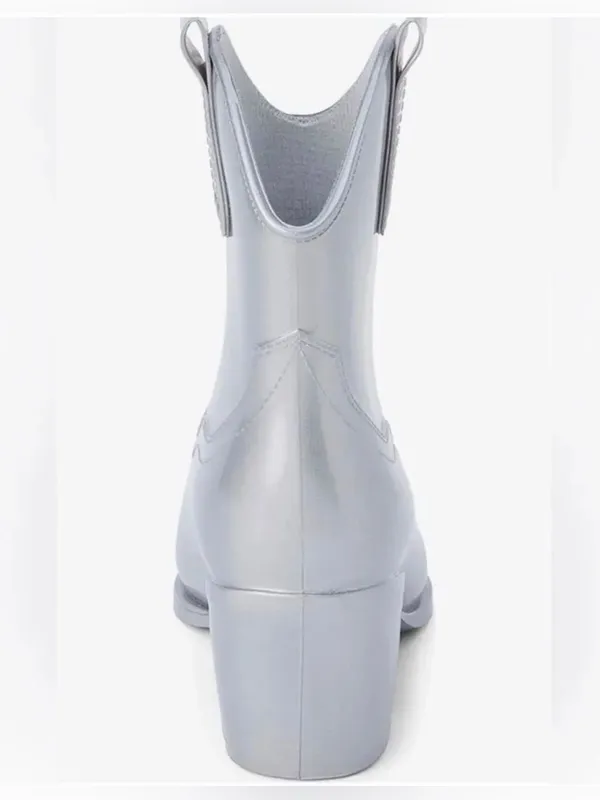 Beach by Matisse Oakley Water Resistant Western Rain Boot Metallic Silver 8 NIB - Image 3