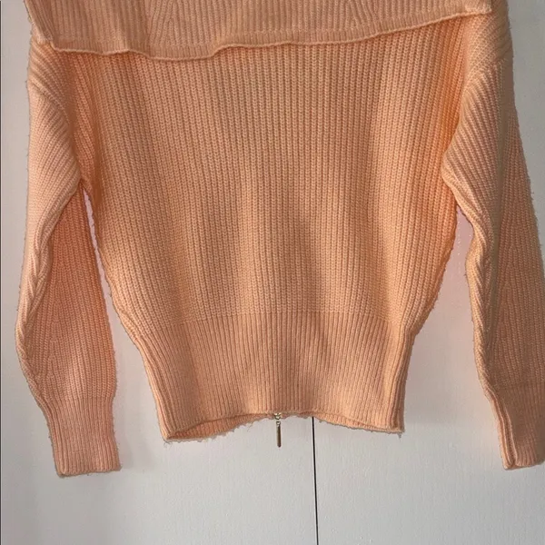 White House | Black Market Peach Ribbed Zip Hoodie Sweater Cardigan XS - Image 4