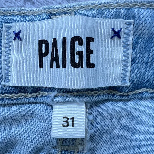 Paige Hoxton Slim Crop Jeans Women's‎ Size 31 Light Wash Denim Frayed Hem - Image 5
