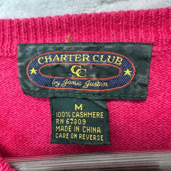 Charter Club Women Pink 100% Cashmere Sweater M Jane Justin Preppy Academia Soft - Image 3