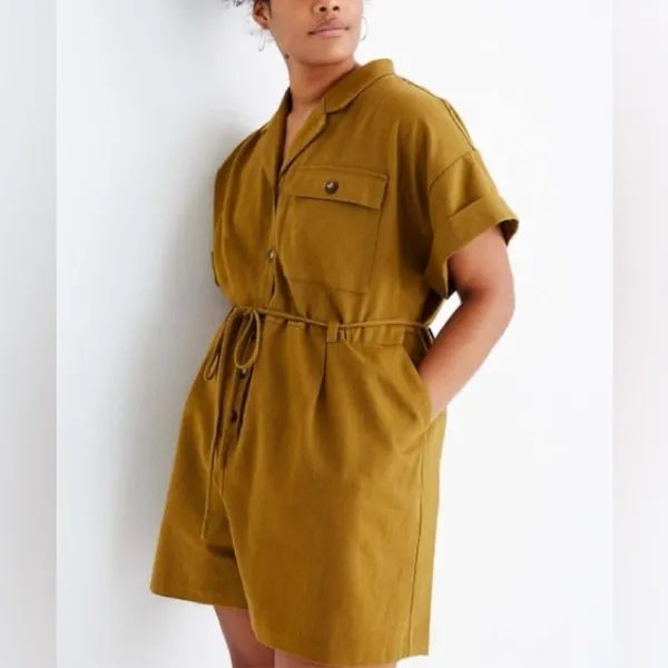 Madewell Safari Romper In Distant Olive Size Extra Small‎ - Image 9