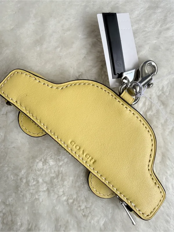 Coach Taxi Cab Charm Yellow Leather Keychain - Image 4