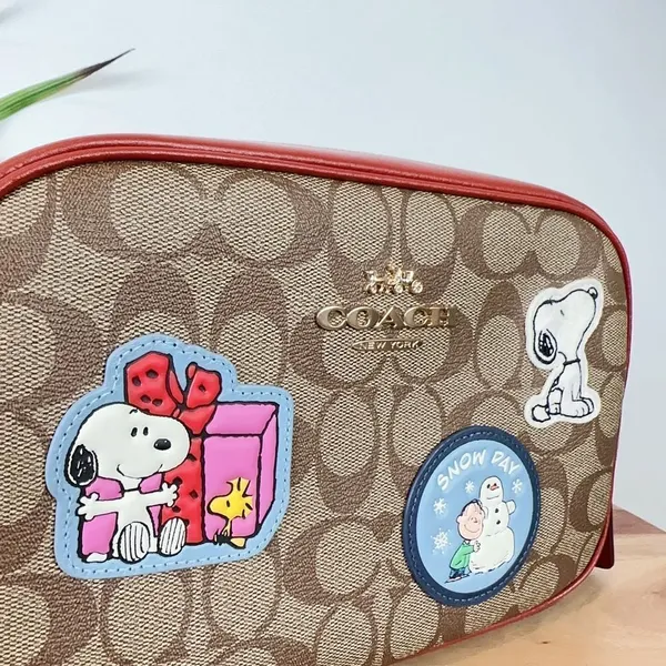 NWT Coach X Peanuts Jamie Camera Bag In Signature Canvas‎ With Patches - Image 7