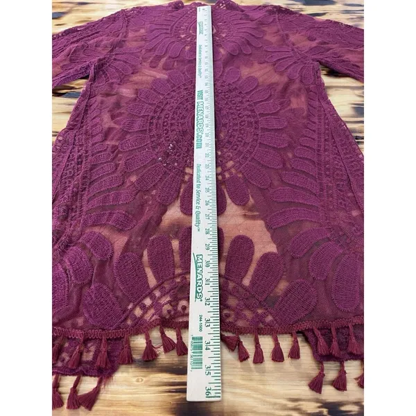 Everleigh Size M Burgundy Red Lace Open Front Duster Bohemian Peasant Formal‎ - Image 7