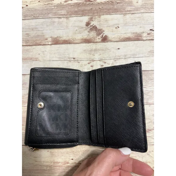 MIchael Kors Jet Set Slim Wallet Saffiano Leather Black MK Gold Hardware - Image 5