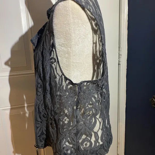 INC Slate Gray Lacy Vest Top Silver Size XL - Image 7