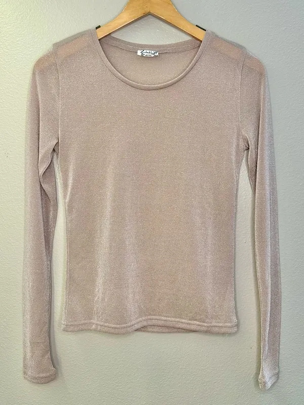 Free People Intimately Mesh So Well Layering Top Sheer Metallic Rose Gold - Image 8