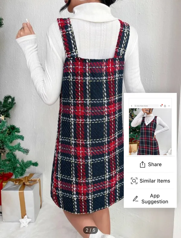 SheIn Christmas Plaid Dress - Image 4