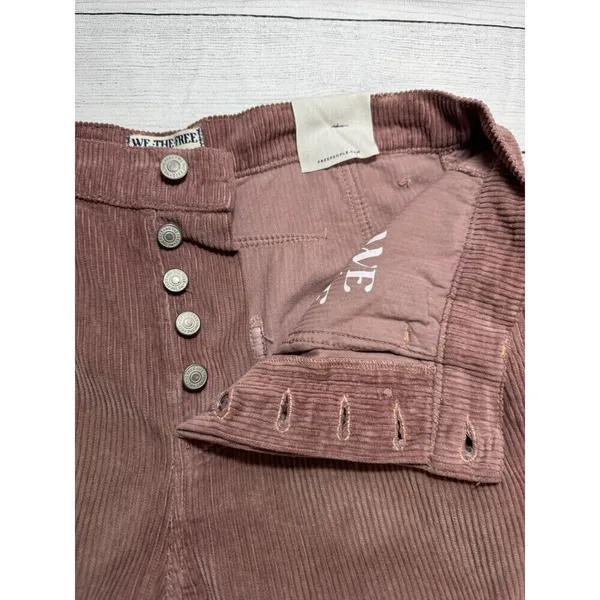 Free People Good Luck MID RISE Barrel Leg Corduroy Pants Withered Rose Size 29 - Image 7