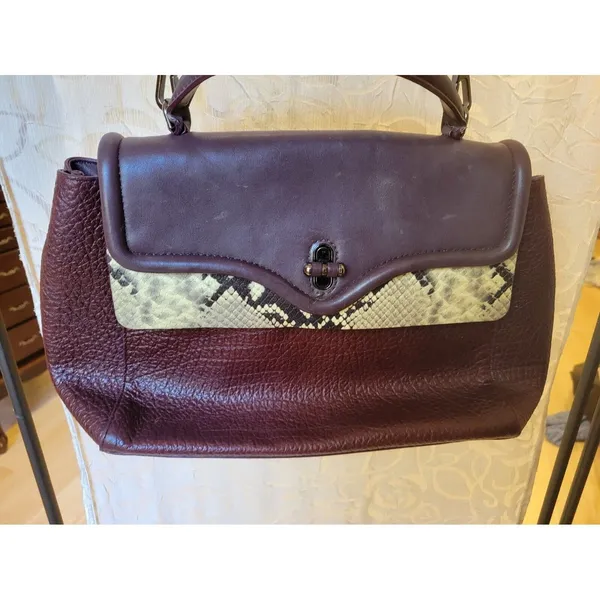 Rent the runway Rebecca Minkoff multi Phoebe top handle ruby leather purse snake - Image 4