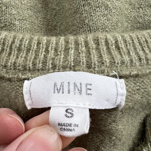 Mine Blocked Neural Color Sweater Size Small S Colorblock Puff Sleeve Henley‎ - Image 4