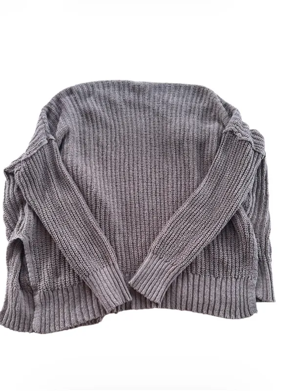 American Eagle Oversized Shaker Stitch Cardigan Sweater Mauve Taupe XXS Pockets - Image 5
