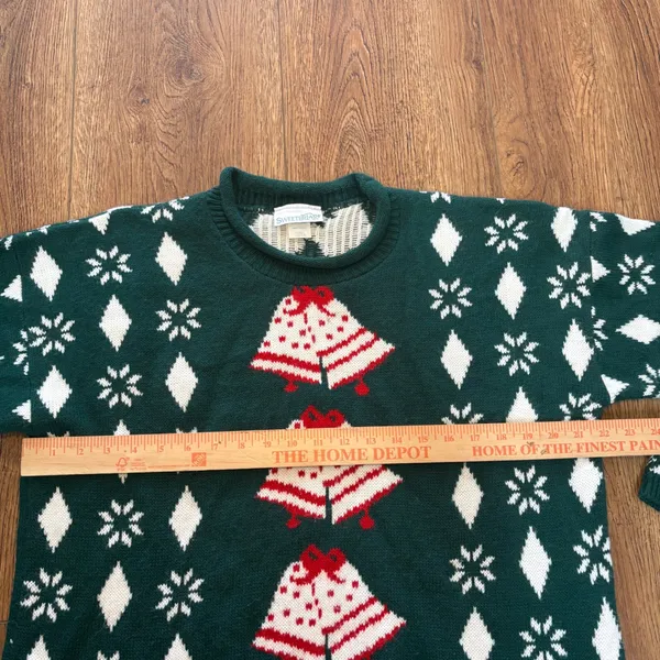VTG‎ 90s Sweetbriar USA Snowflake Ugly Christmas Knit Sweater Womens Large Bell - Image 5