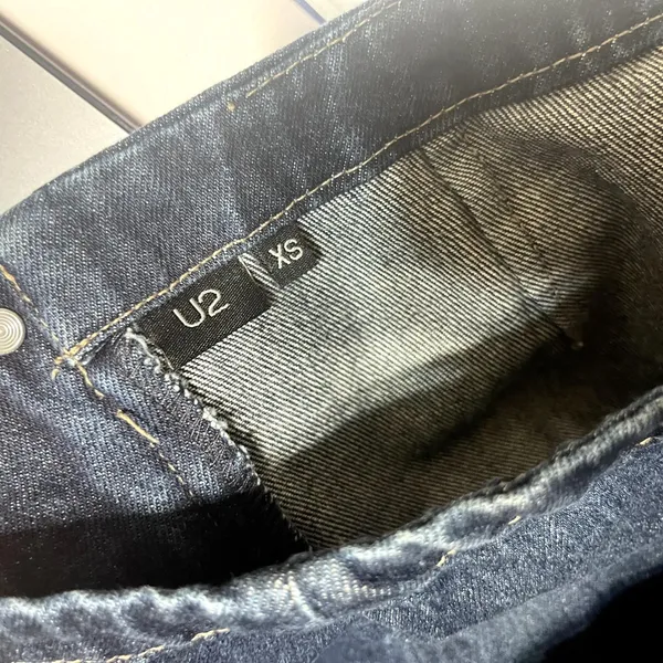U2 Jeans Denim Mini Skirt XS Dark Wash Pencil Faux Wrap Grunge Y2K Indie Sleaze - Image 6