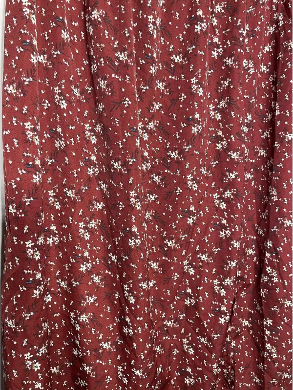 Burgundy Ditsy Floral Midi Skirt Cottagecore Coquette Boho A-Line Festival 12 - Image 3