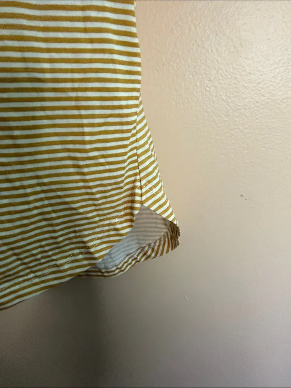 H&M Mustard and White Striped Short Sleeve Tee - Image 3