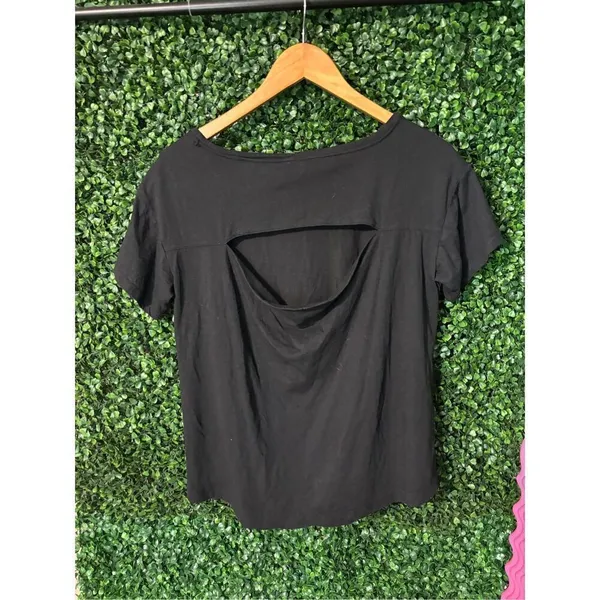 Anthropologie Daily Practice Draped Cut Out Top Sz XS Black - Image 4