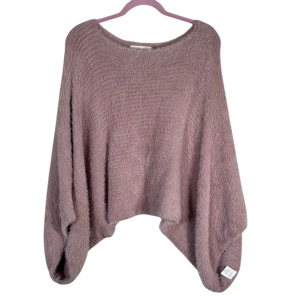 Mer Sea Pink Fuzzy Oversized Sweater Womens S/M Cozycore Slouchy Luxury Soft - Image 2