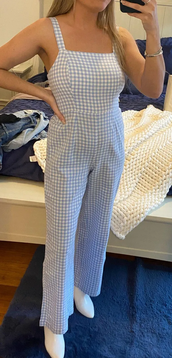 Blue plaid jumpsuit - Image 2
