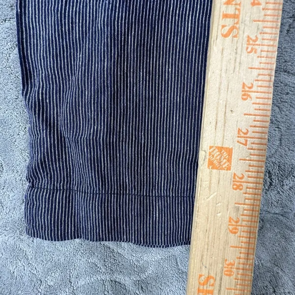 Athleta Pinstripe Wide Leg Pants Womens 4 Blue 100% Linen Coastal Drawstrings - Image 9