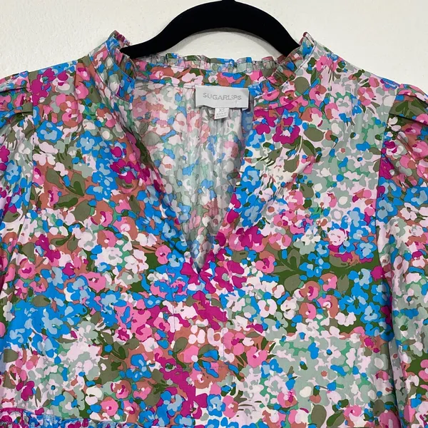 Sugarlips Vibrant Floral Mini Dress Size XS 100% Cotton - Image 6