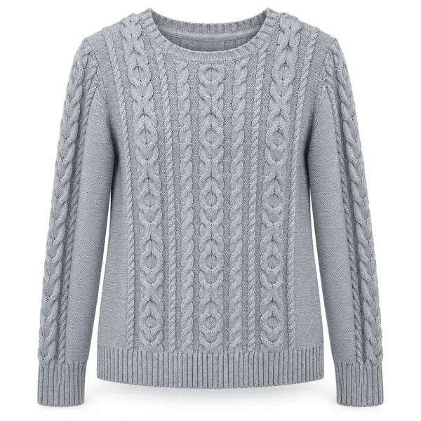 LL Bean Gray Double L Mixed Cable Cotton Crew Neck Pullover Sweater Size SMALL - Image 11