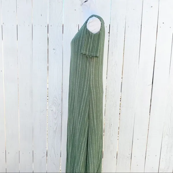 Exist Maxi Dress Large‎ Olive Green Cold Shoulder Striped Knit LMD8359 - Image 2