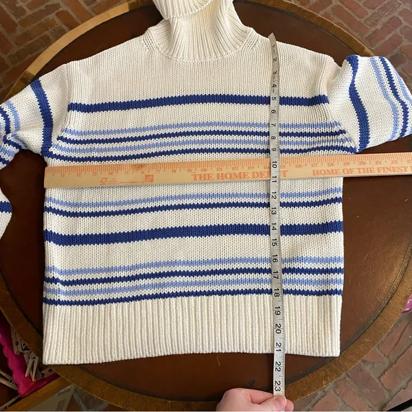 Madewell Ribbed Cotton‎ Turtleneck Sweater in Dawn Stripe Size XS fisherman fall - Image 7