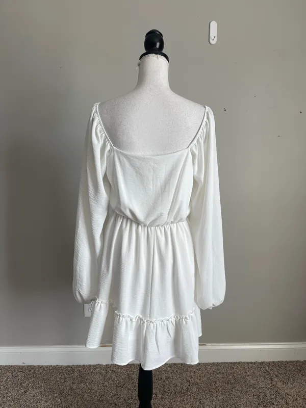ALTAR'D STATE | White Square Neck Long-Sleeve Mini Dress Sz M - Image 7