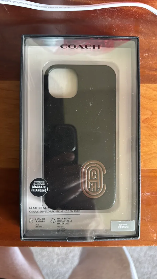 Coach Leather Slim Wrap Case for Apple iPhone 13 Smartphone - Black - Image 4
