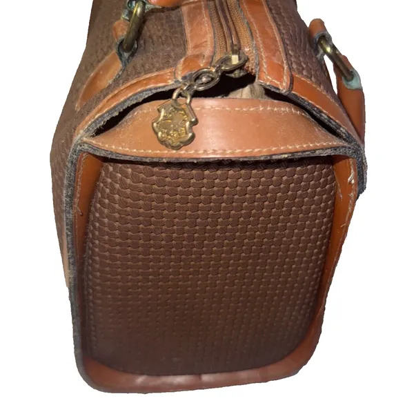 Vintage JR Julius Resnick Monogram Lining Leather Woven Purse Satchel Bag USA - Image 12