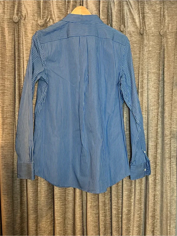 NWT Lauren Ralph Lauren Classic Blue Pinstripe Button Down Dress Shirt Size 8 - Image 12