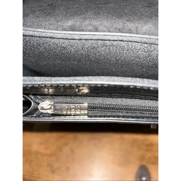 BEIS Black Leather Croc Embossed Padded Laptop Bag with Shoulder Strap - Image 4