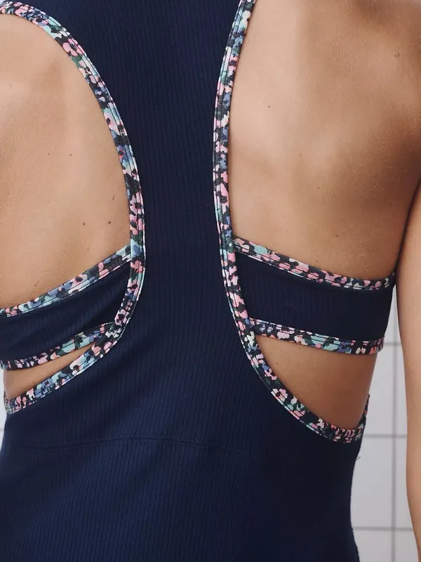 Gola x Anthropologie Sun’s Out Mini Dress Navy Floral Trim Athletic Dress Size M - Image 3