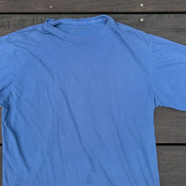 Plain Blue Saltaire T-shirt w/ Small Logo Embroidery on the Back - Image 3