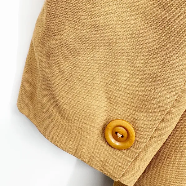 Neiman Marcus Womens Camel Tan Wool Blend Longline Vintage 90s Blazer Size 12 - Image 8