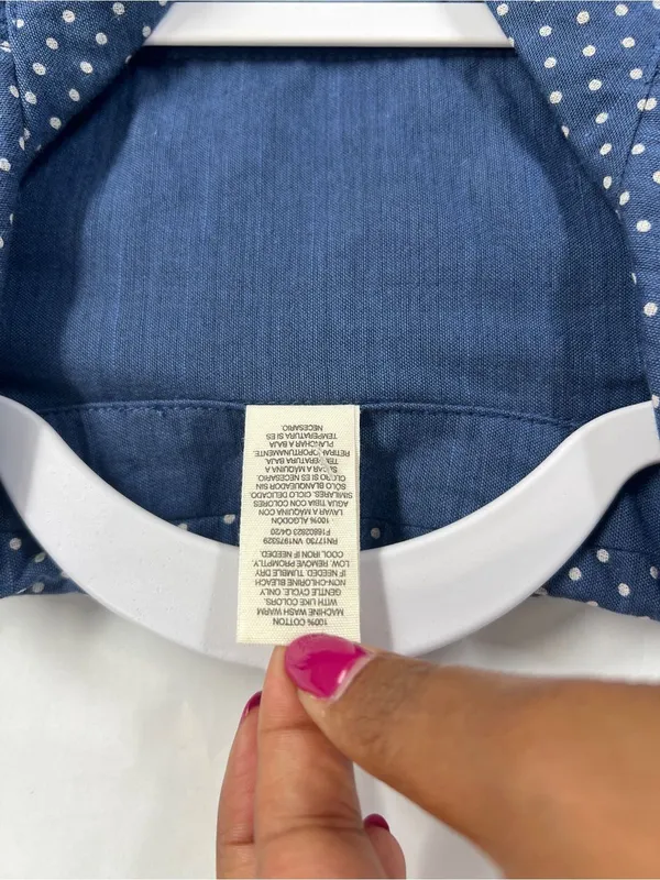 Levi’s NWT Blue Polka Dot Cotton Pajama Sleep Shirt Medium - Image 3