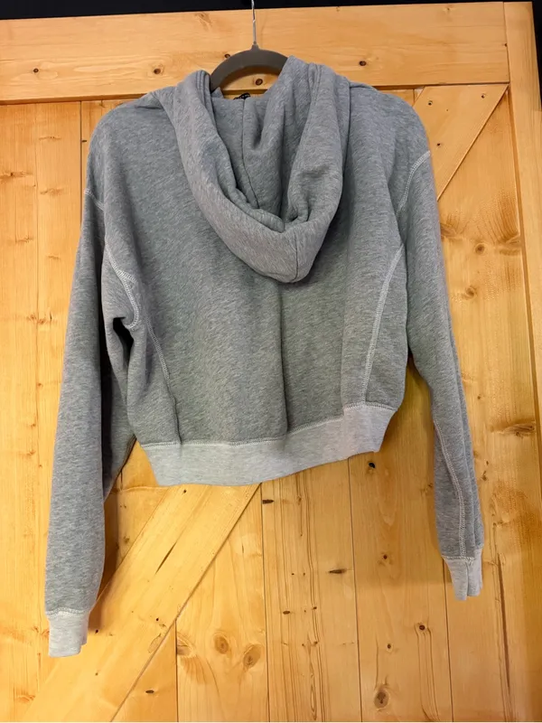 Abercrombie & Fitch Cropped Oversized Logo Hoodie Grey Size XS⁠ - Image 8