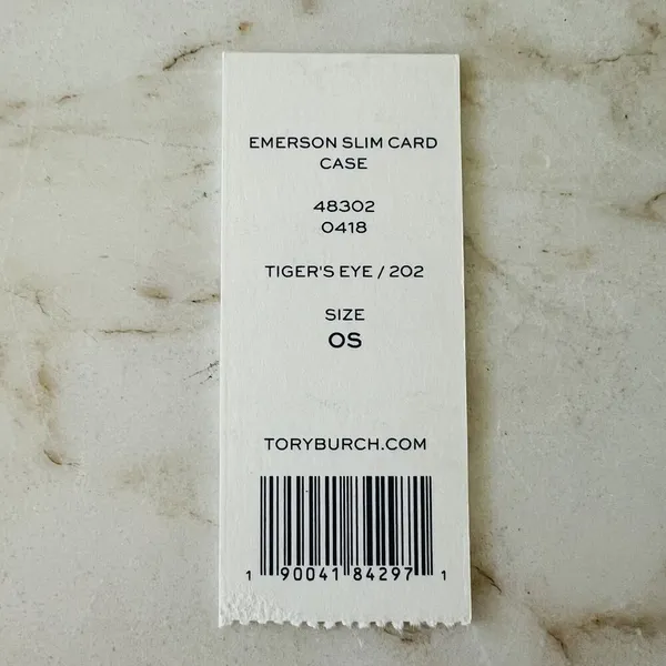 TORY BURCH Emerson Tiger Eye Leather Slim Card Case Mini Wallet - Image 5