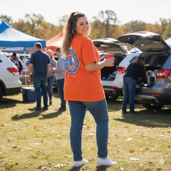 Itsa Girl Thing Orange Football Tailgates Touchdowns‎ Graphic T Shirt XL - Image 2