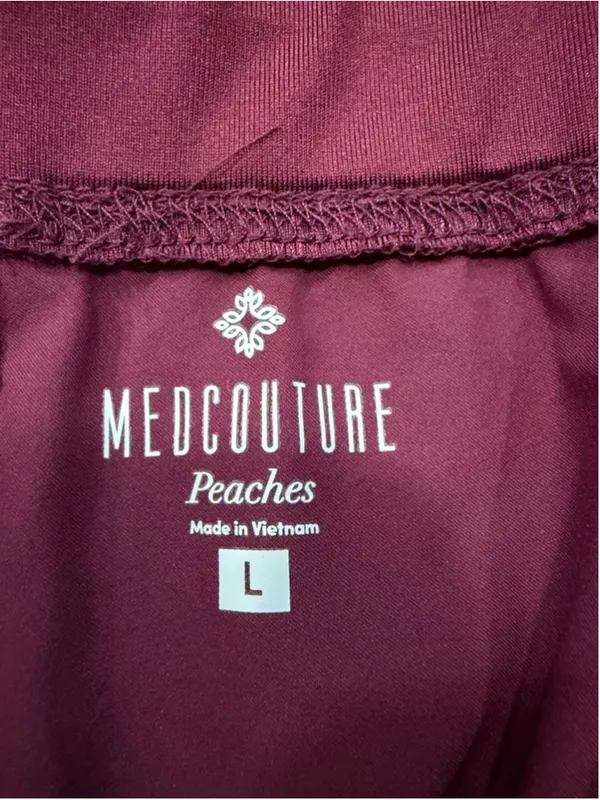 Med Couture Peaches Jogger Scrub Pants Womens L Large Wine Maroon Cargo Pockets - Image 5