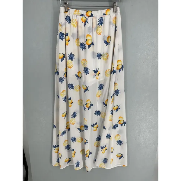 Altar'd State Womens Maxi Skirt Tropical Pineapple Lemon Print White Small - Image 3