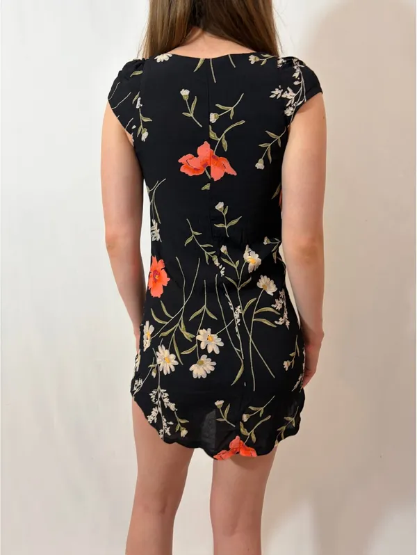 Black Floral Summer Reformation Mini Dress - Image 5