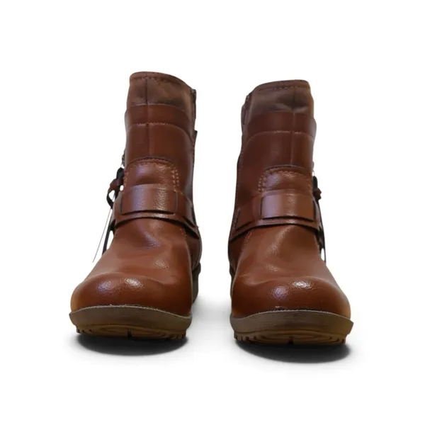Clarks Brown Vegan Leather Riding Ankle Boot Riddle Avant Everyday Moto Sz 8 - Image 4