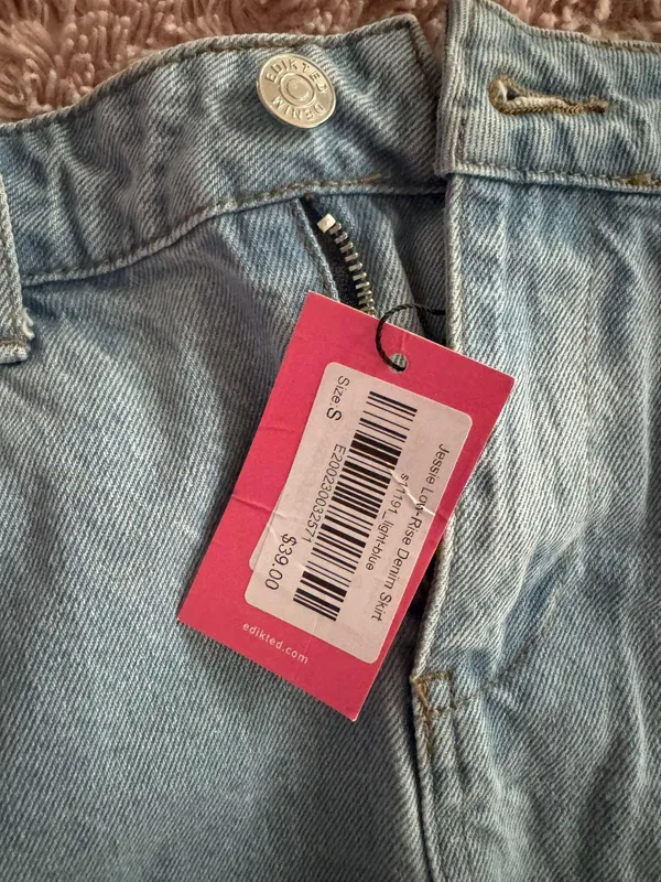Edikted Mini Denim Skirt - Image 2