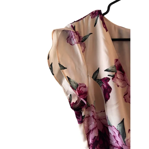 Lulus Pink Purple Floral High-Low Wrap Maxi Dress Women Sz M - Image 12