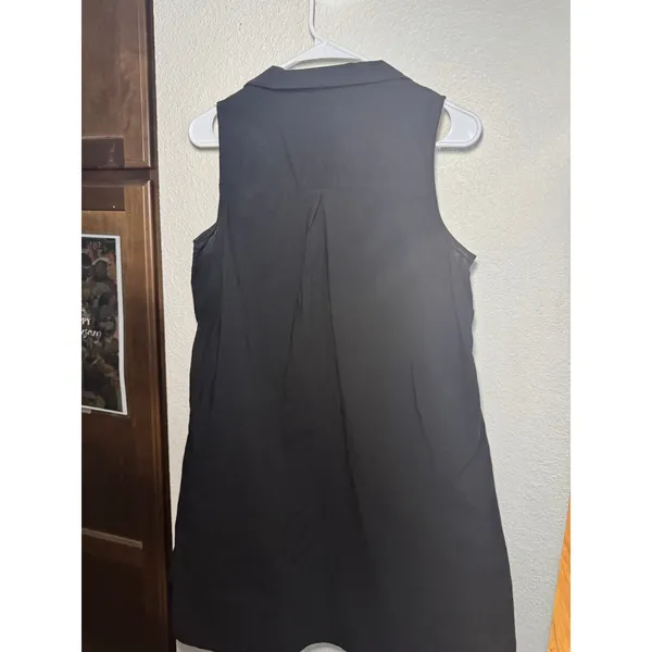 Tuckernuck Womens Black Sleeveless Button‎ Down Shirt Dress Mini Size Small - Image 5
