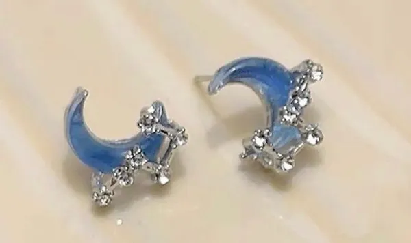 Blue Starry Sky Polar Star Moon Temperament Earrings Versatile Clear Sea Salt Sweet Earrings Exquisite Light Luxury Earrings for Women - Image 6