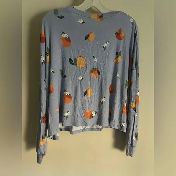 HONEYDEW Women’s Long Sleeve Pajama Set Orange Print Size M - Image 5